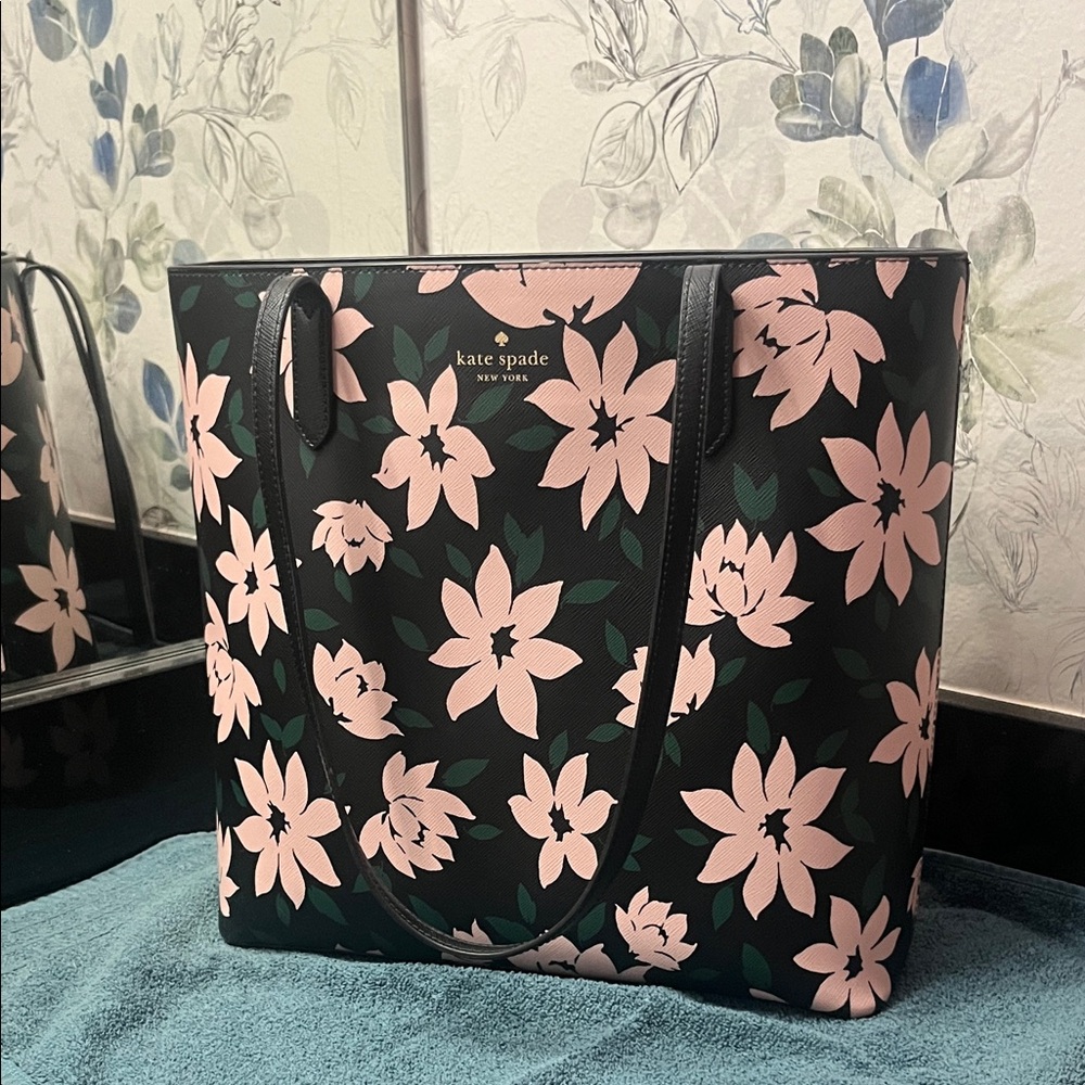 Kate Spade Black and Pink Floral Tote